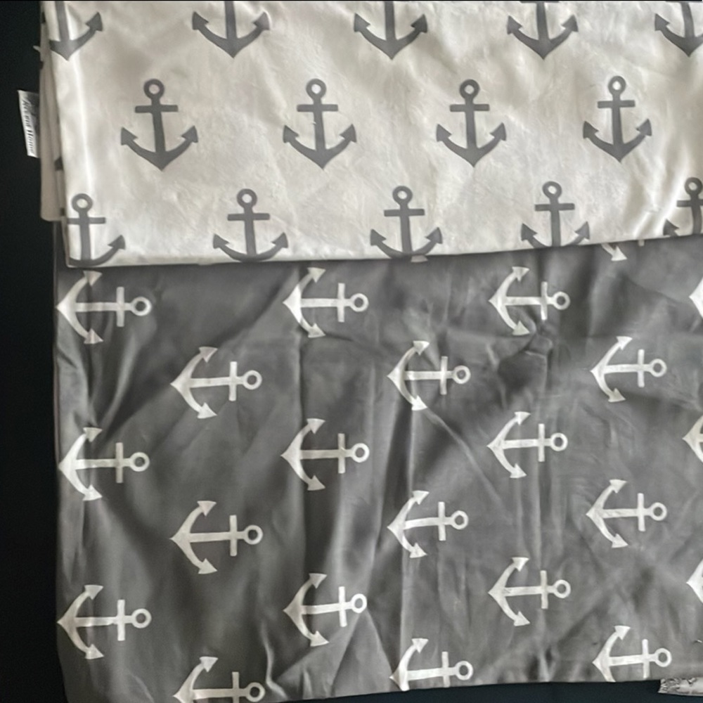 NWT Two Nautical Pillow Cases Gray